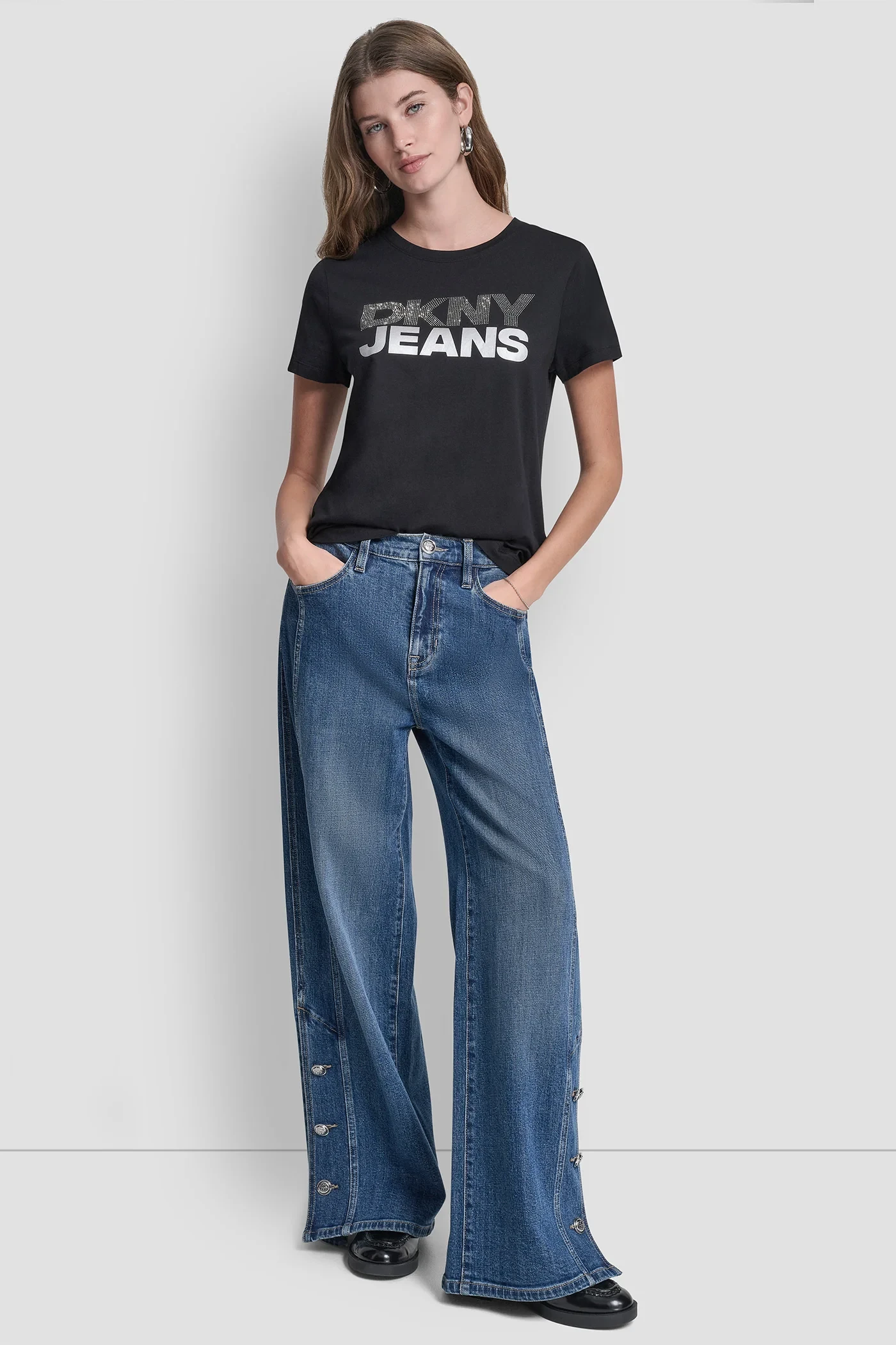  T-SHIRT DKNY ΜΑΥΡΟ ΜΕ ΣΤΡΑΣ